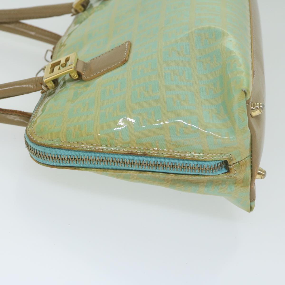 Luxury FendiZucchino Canvas Hand Bag Enamel Light Blue61798
