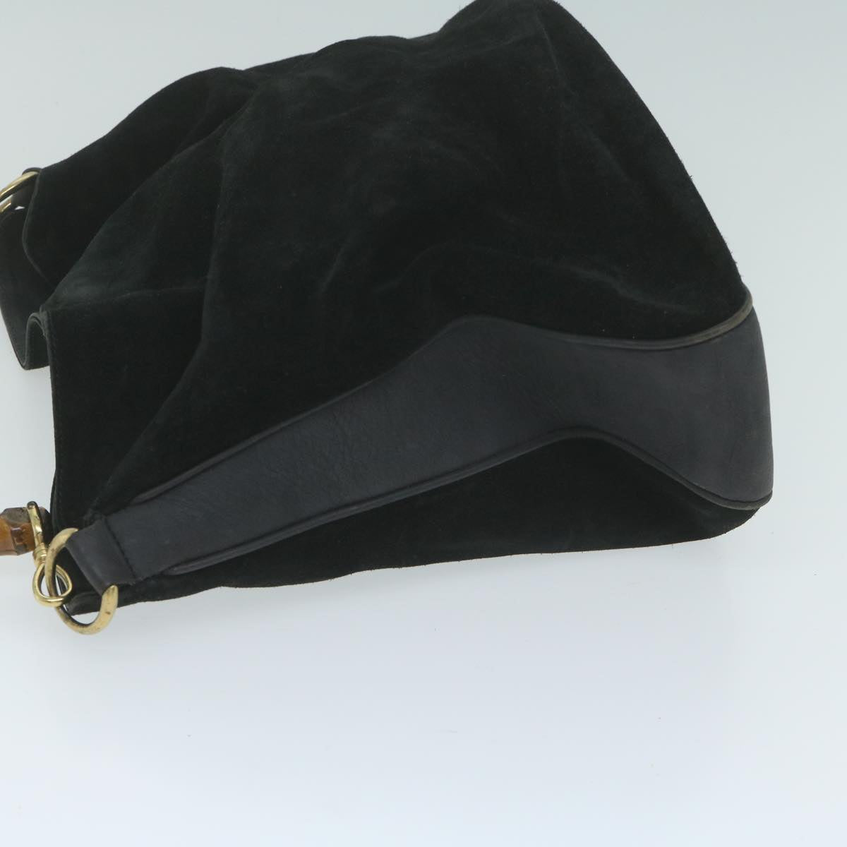GUCCI Bamboo Shoulder Bag Suede 2way Black 001 1781 1577 61900