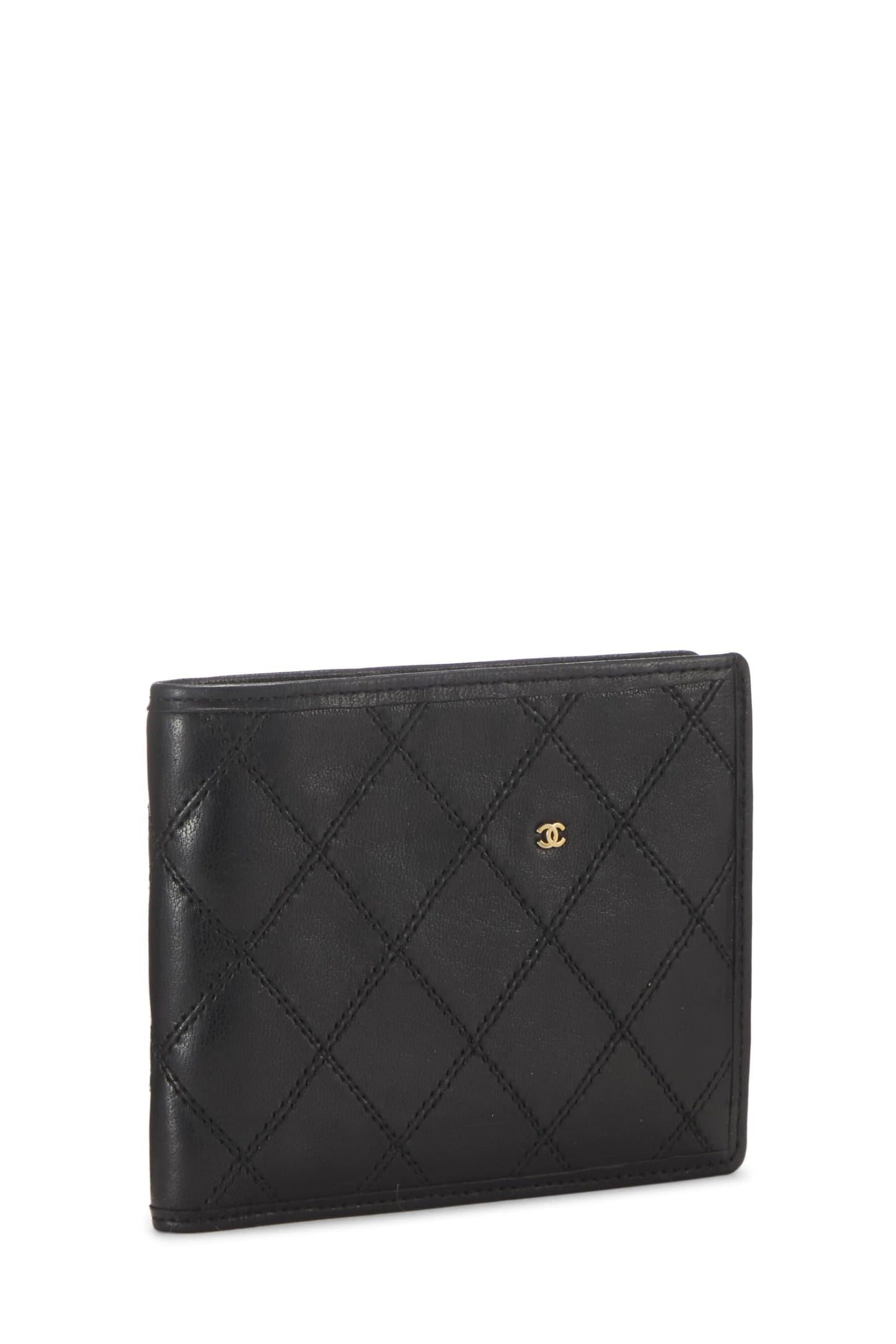 Chanel, Black Quilted Lambskin Bifold Wallet, Black