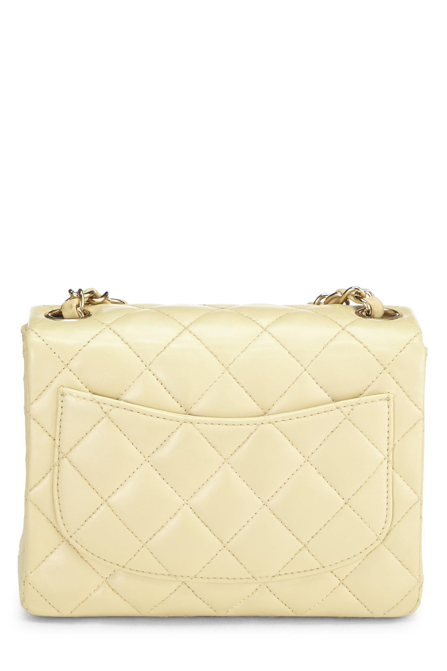 Chanel, Beige Quilted Lambskin Half Flap Mini, Beige