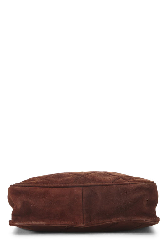 Chanel, Brown Suede Crossbody, Brown
