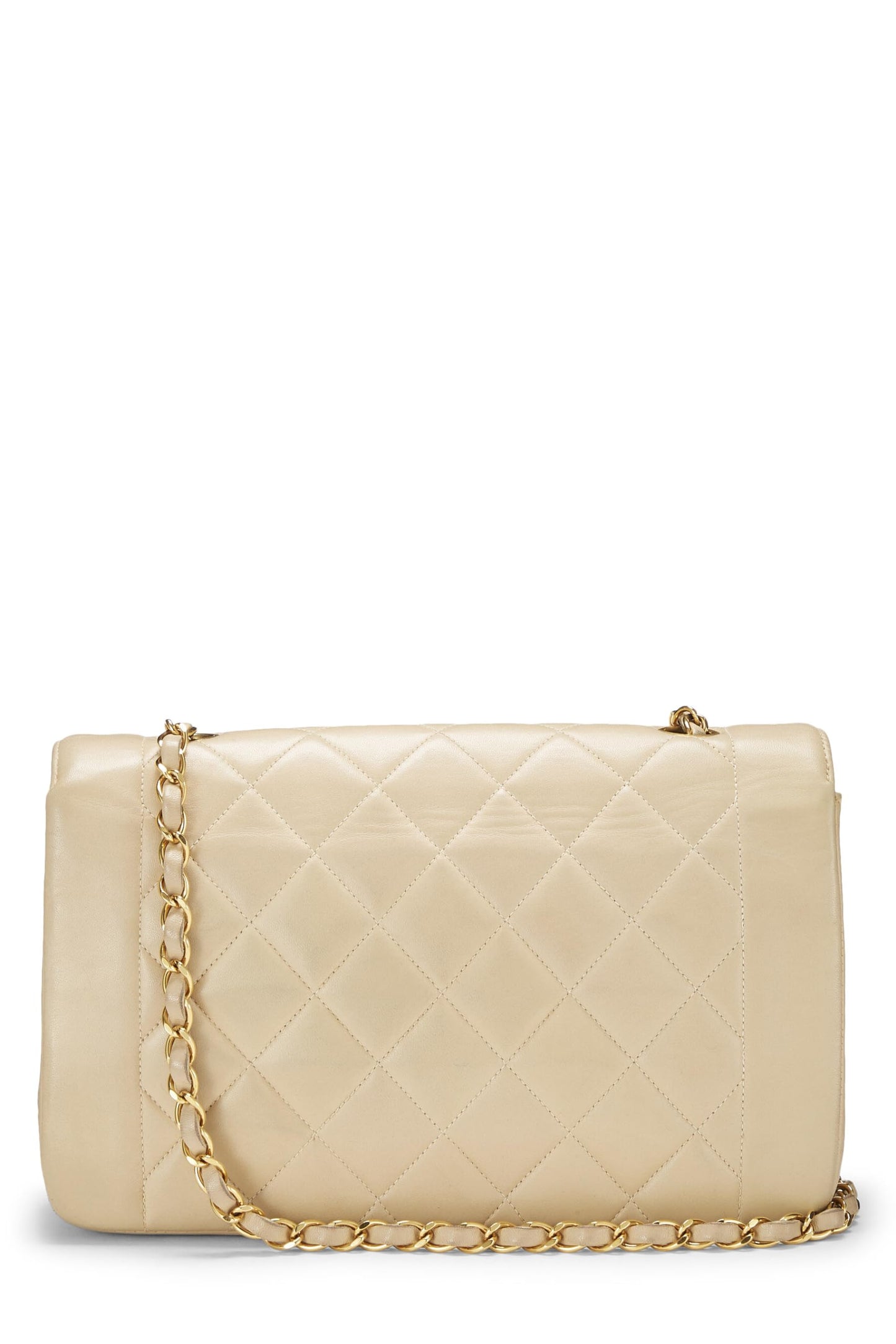 Chanel, Beige Quilted Lambskin Diana Flap Medium, Beige