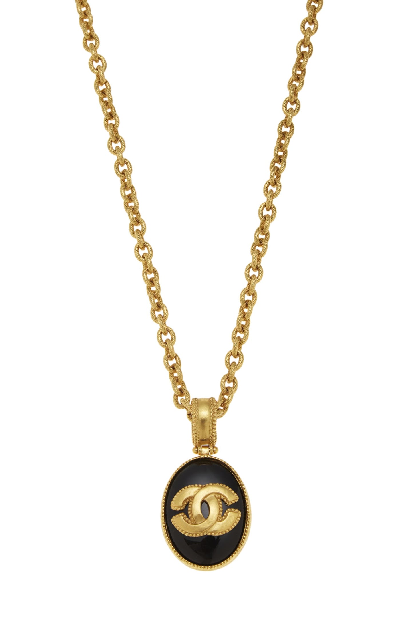 Chanel, Gold & Black Enamel 'CC' Necklace, Black