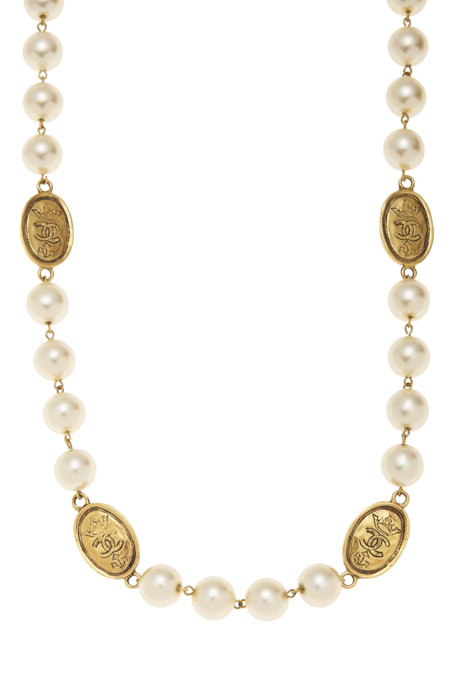 Chanel, Gold & Faux Pearl Necklace, Gold