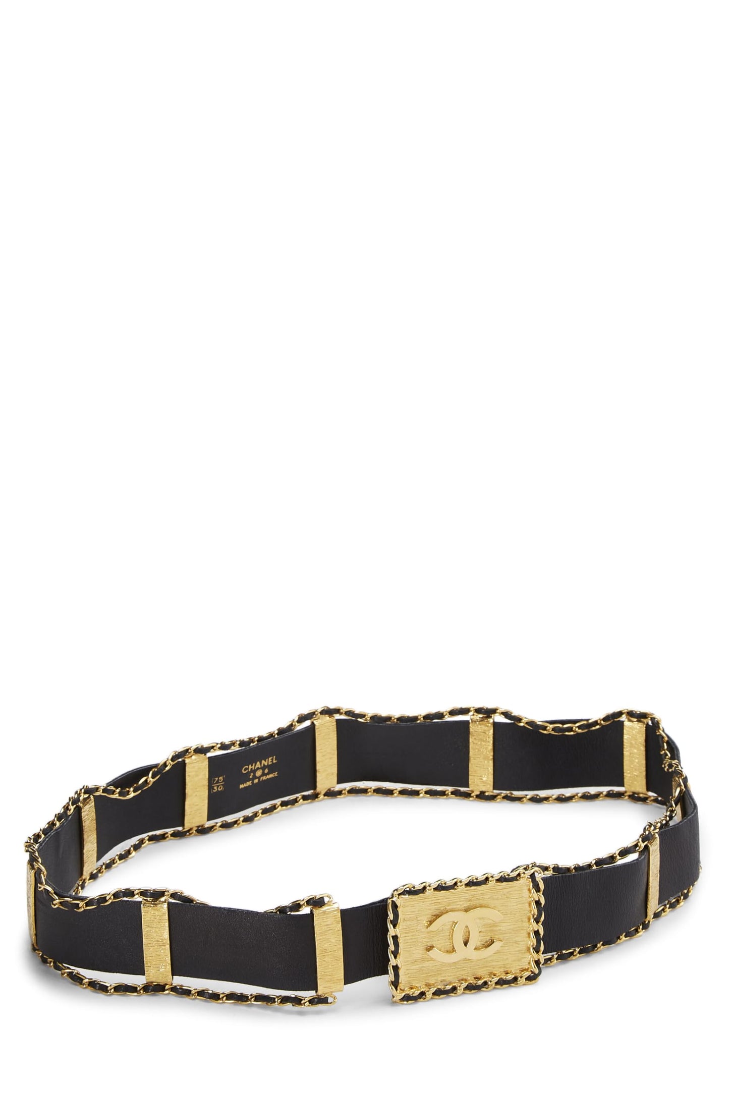 Chanel, Black Leather 'CC' Buckle Belt 75, Black