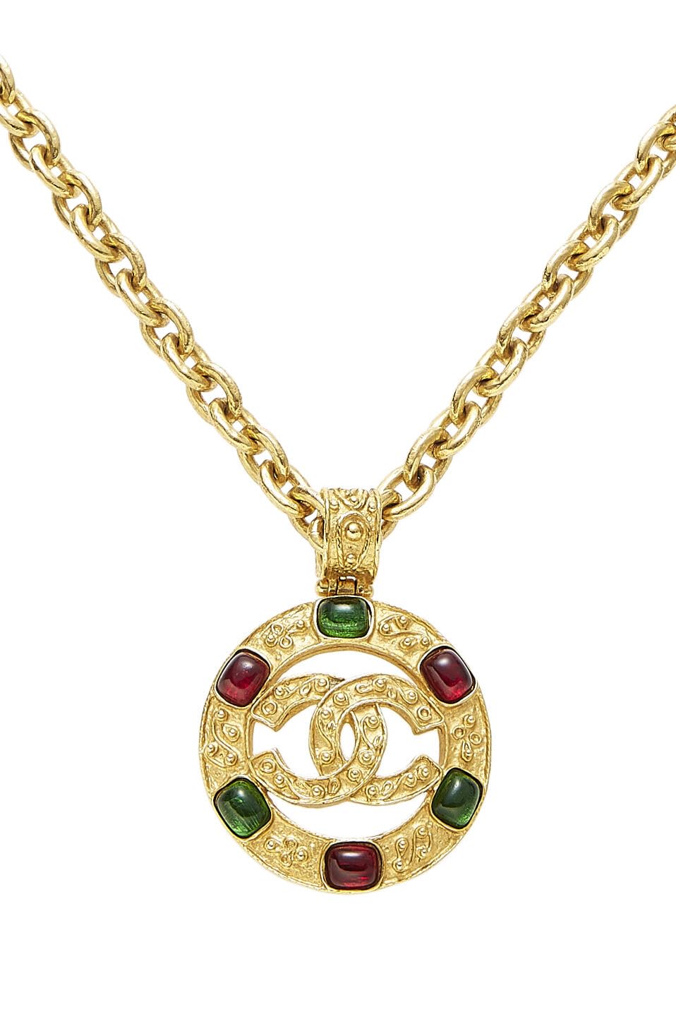 Chanel, Gold Filigree Gripoix 'CC' Round Necklace Large, Gold