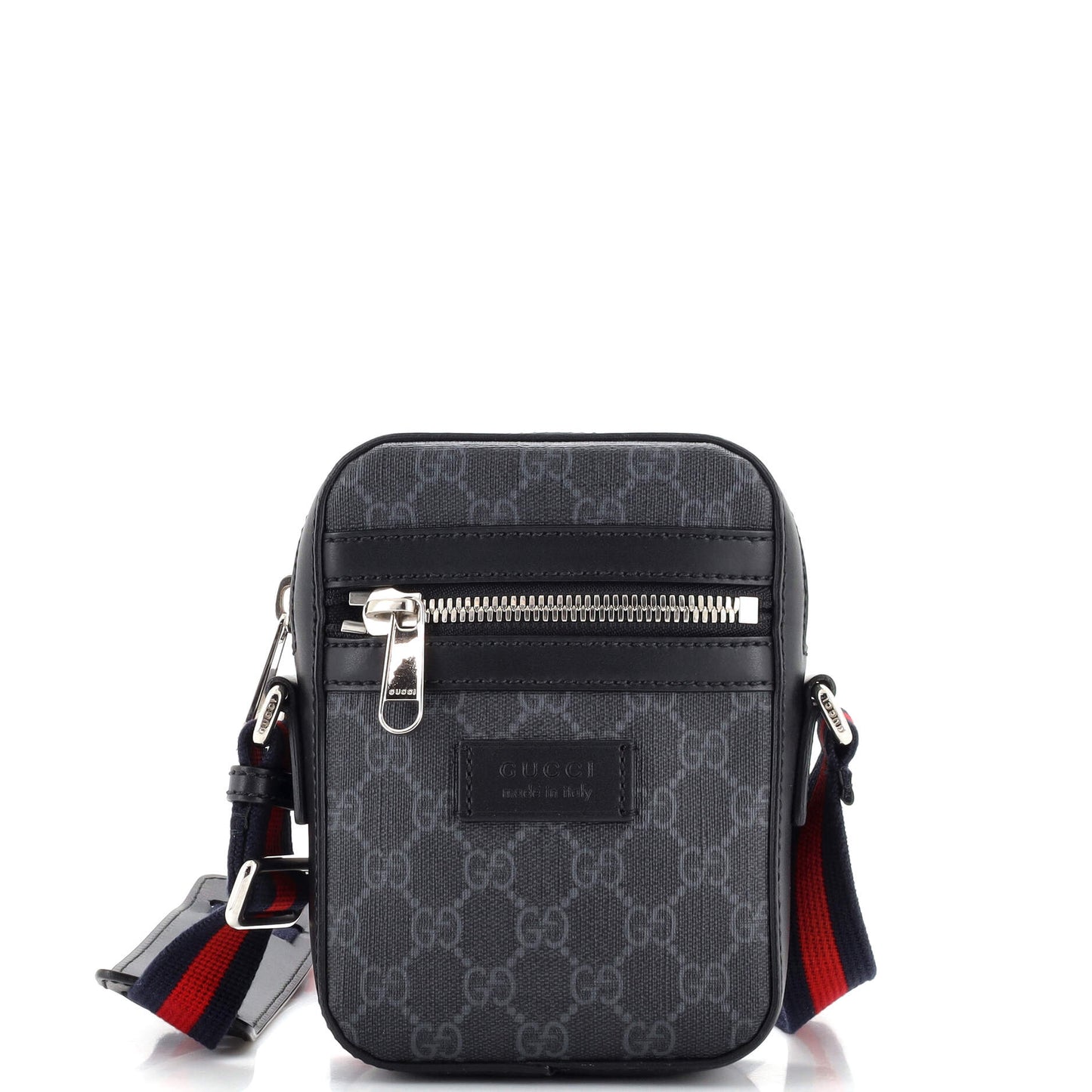Luxury Gucci Trending 2025 Web Strap Front Zip Messenger Bag GG Coated Canvas Mini