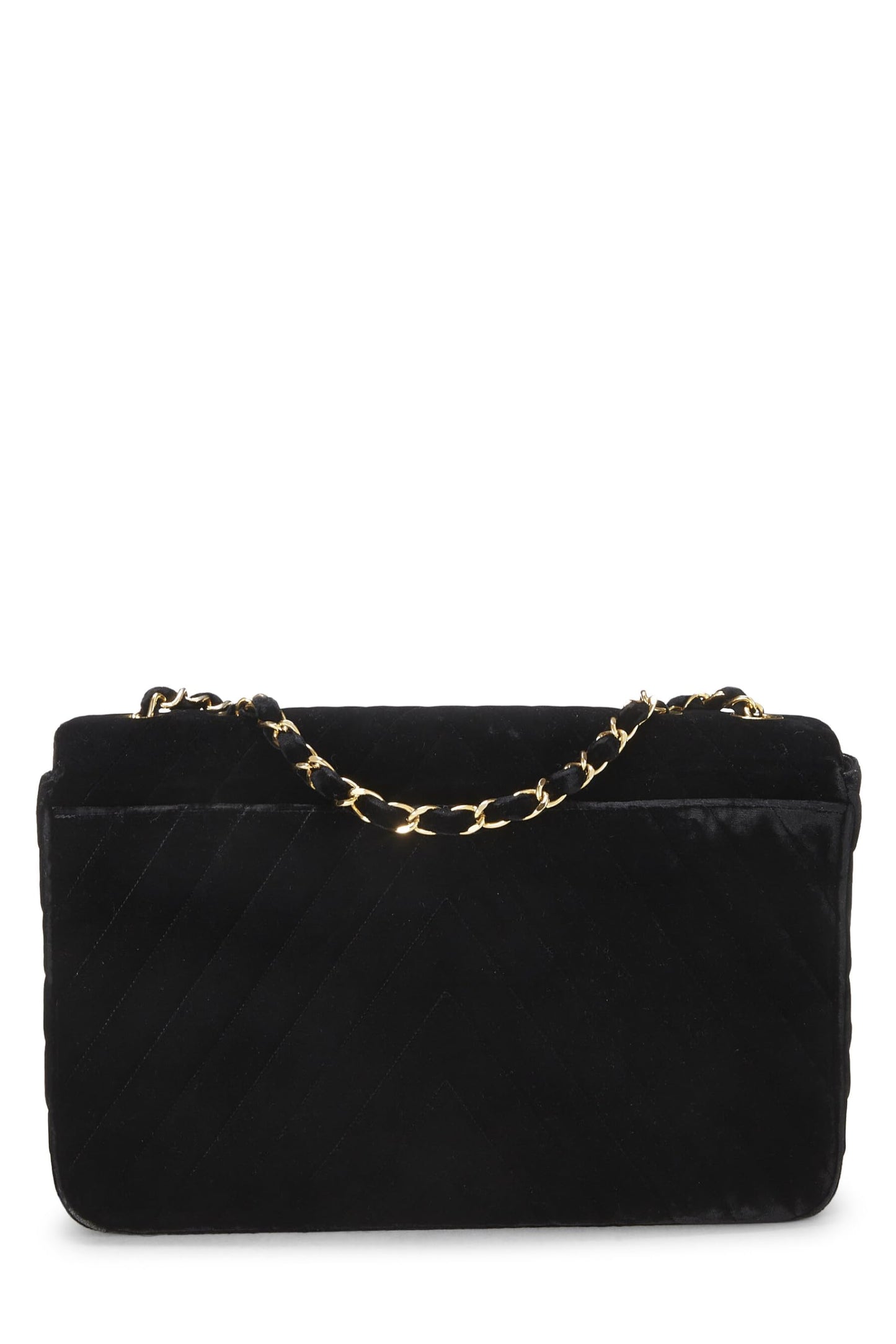 Chanel, Black Velvet Chevron Flap Maxi, Black