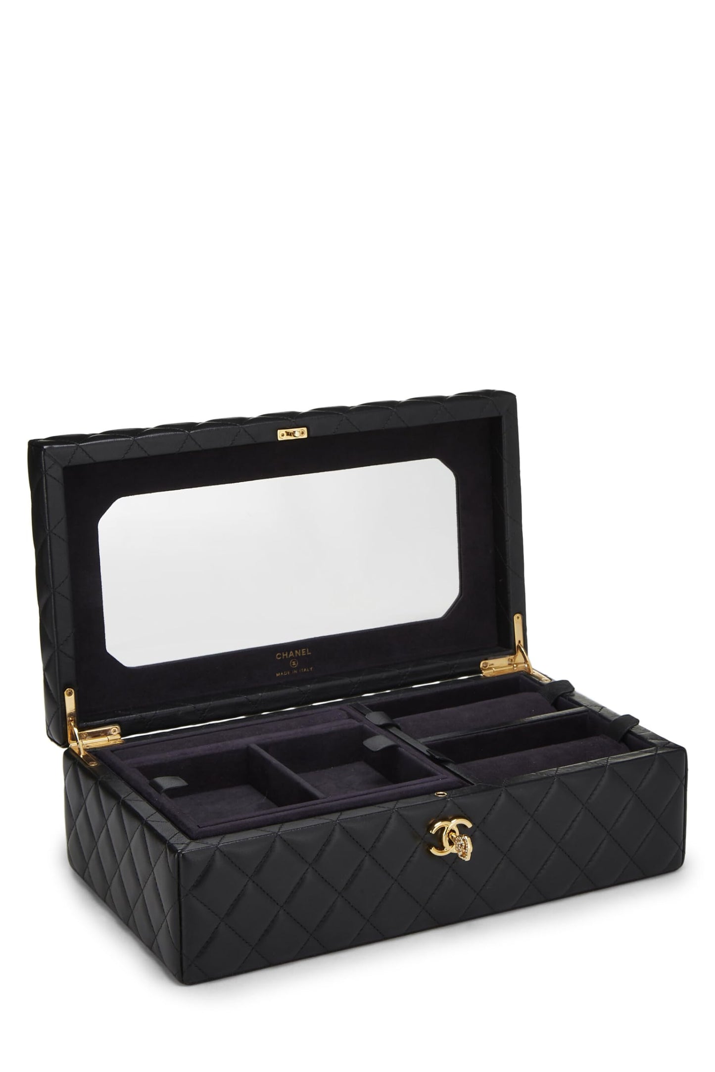 Chanel, Black Lambskin Jewelry Case Large, Black
