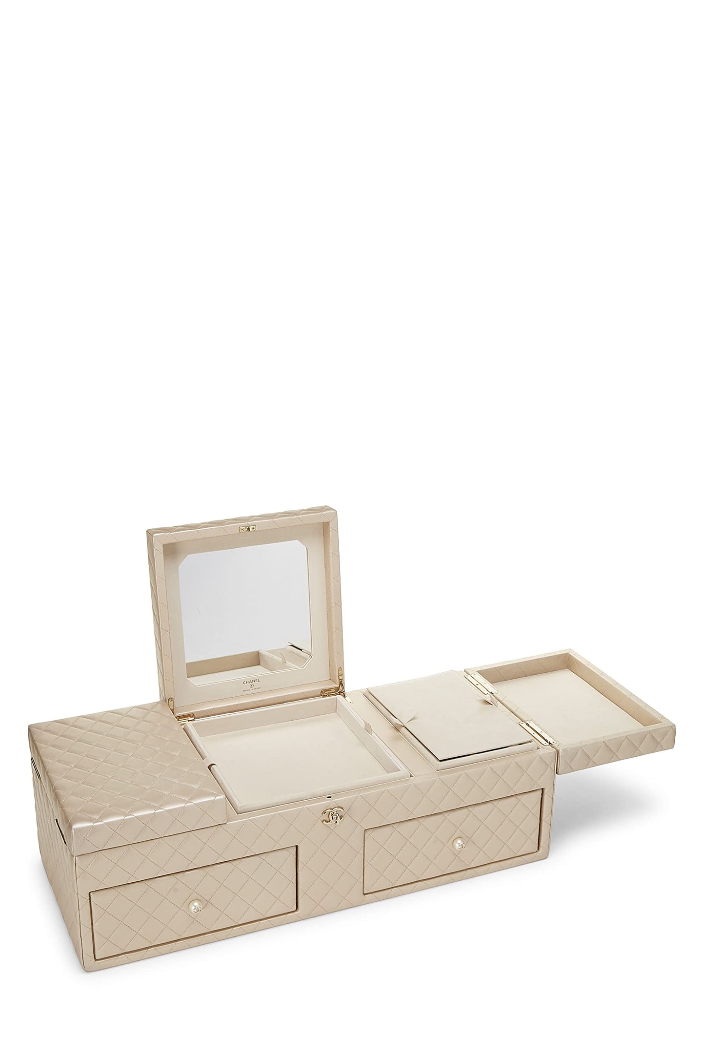 Chanel, Beige Quilted Lambskin Jewelry Chest Large, White