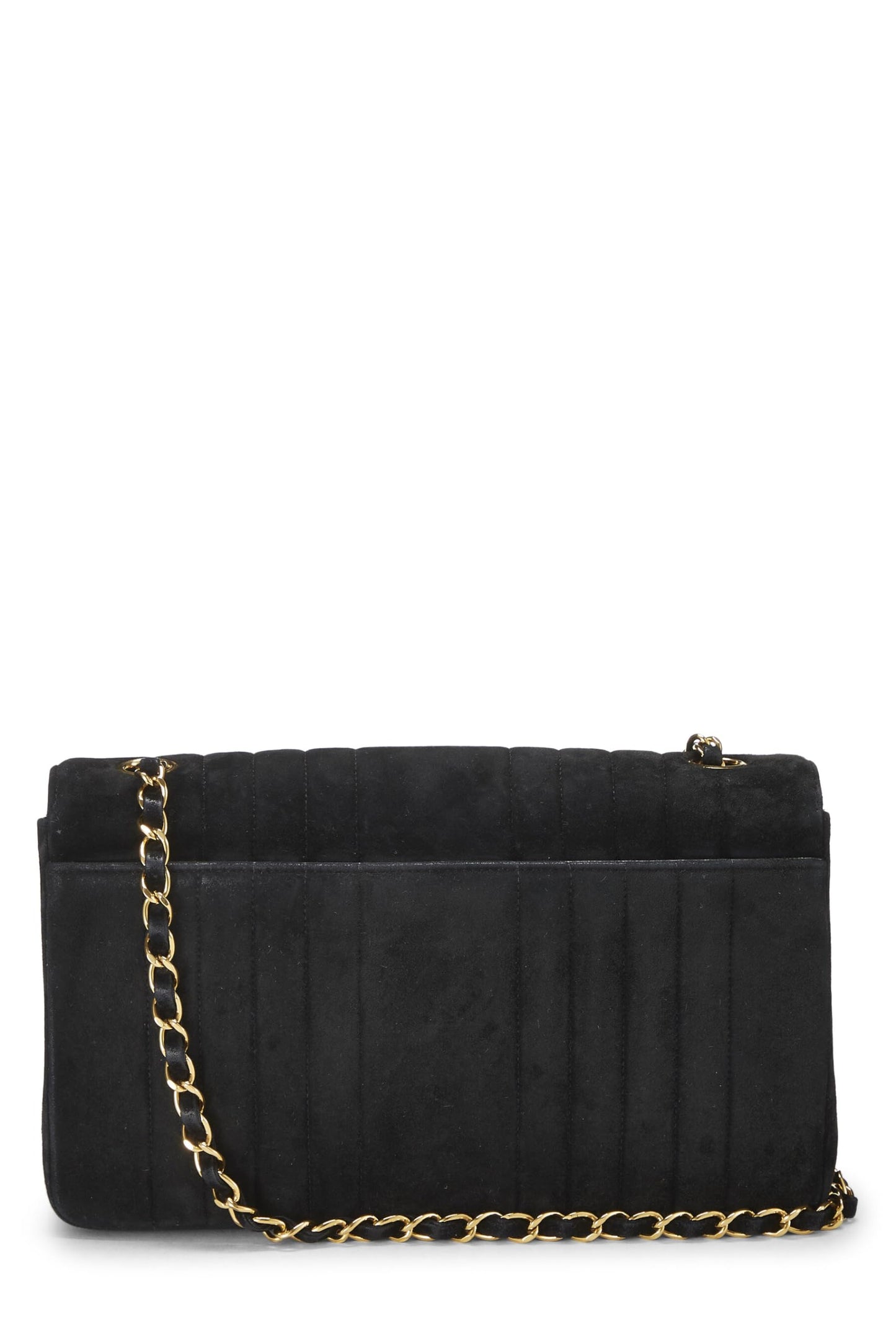 Chanel, Black Vertical Suede Half Flap Medium, Black