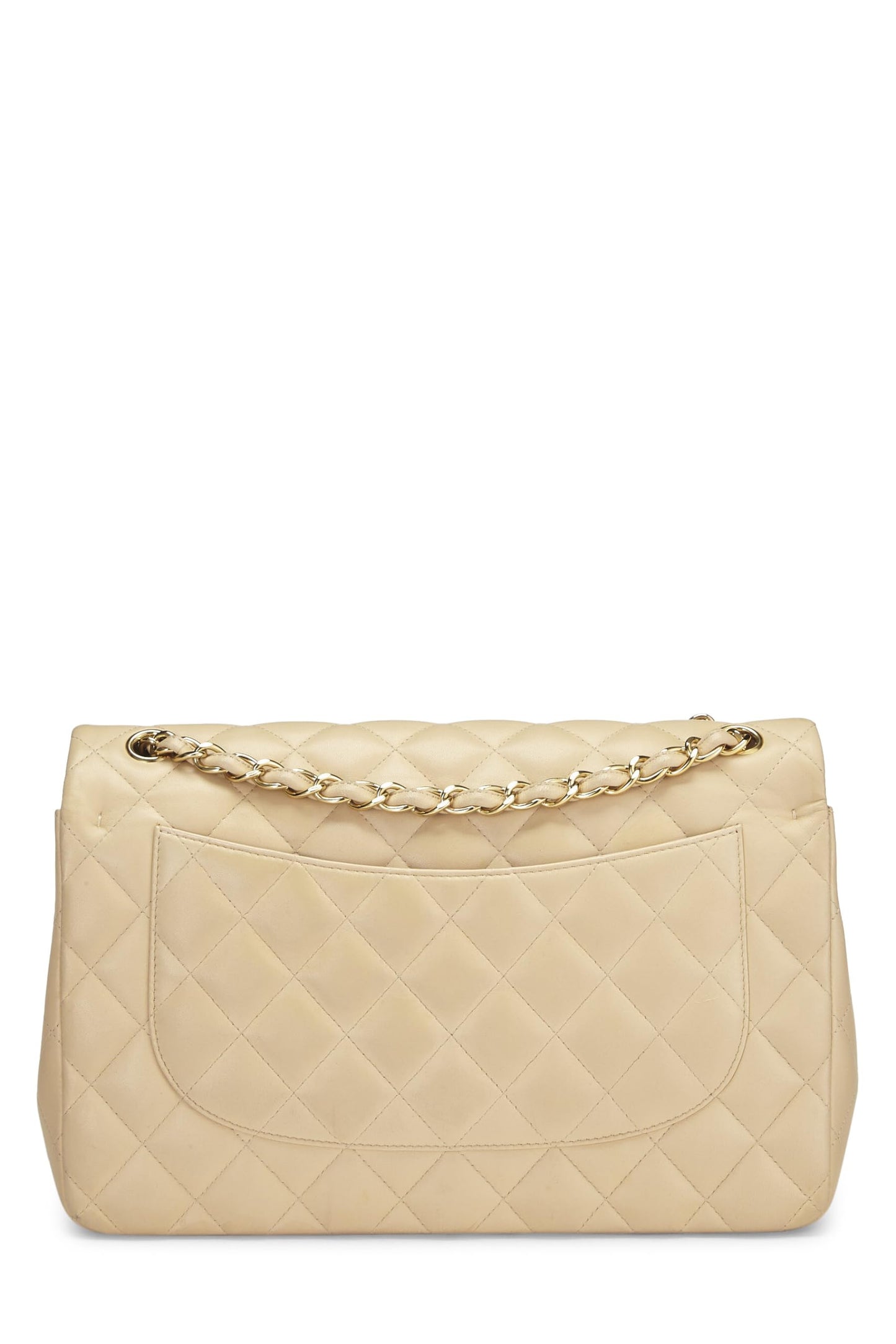 Chanel, Beige Quilted Lambskin New Classic Double Flap Jumbo, Beige