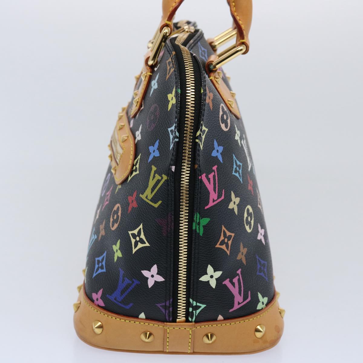 LOUIS VUITTON Monogram Multicolor Alma Hand Bag Black M92646 LV 62065A