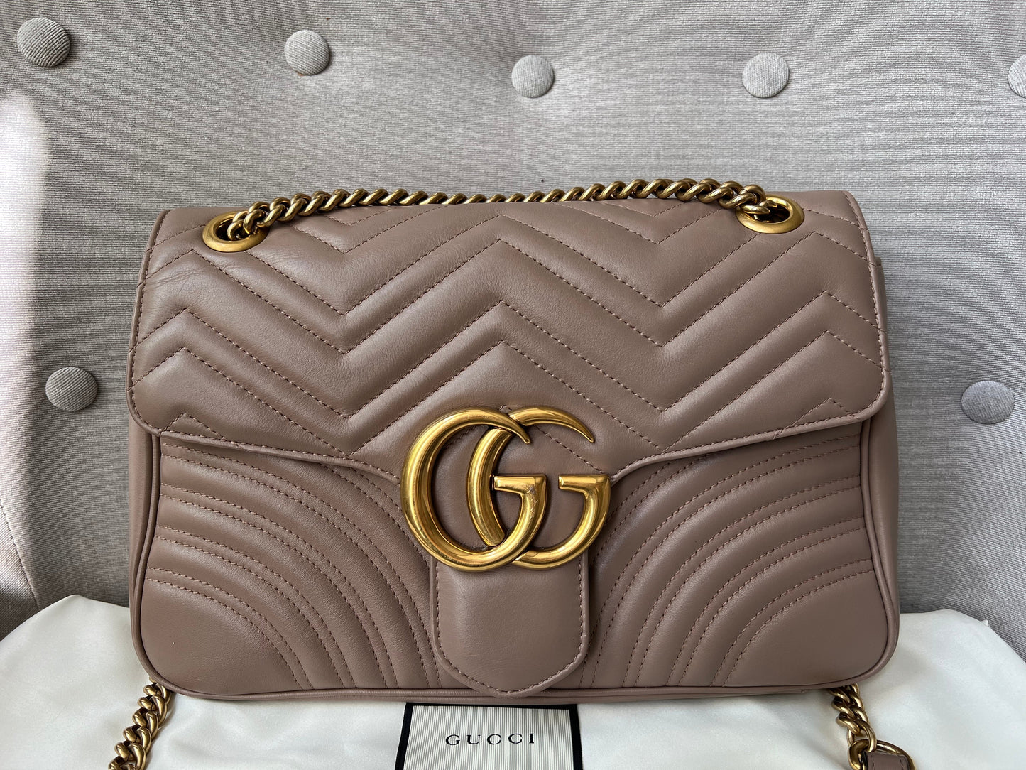 Luxury Gucci GG Dusty Pink Marmont Medium Shoulder Bag