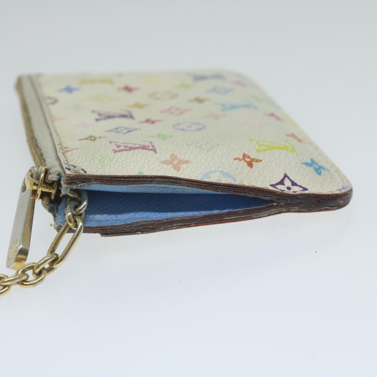 LOUIS VUITTON Multicolor Pochette Cles NM Coin Purse White M93734 LV 62241