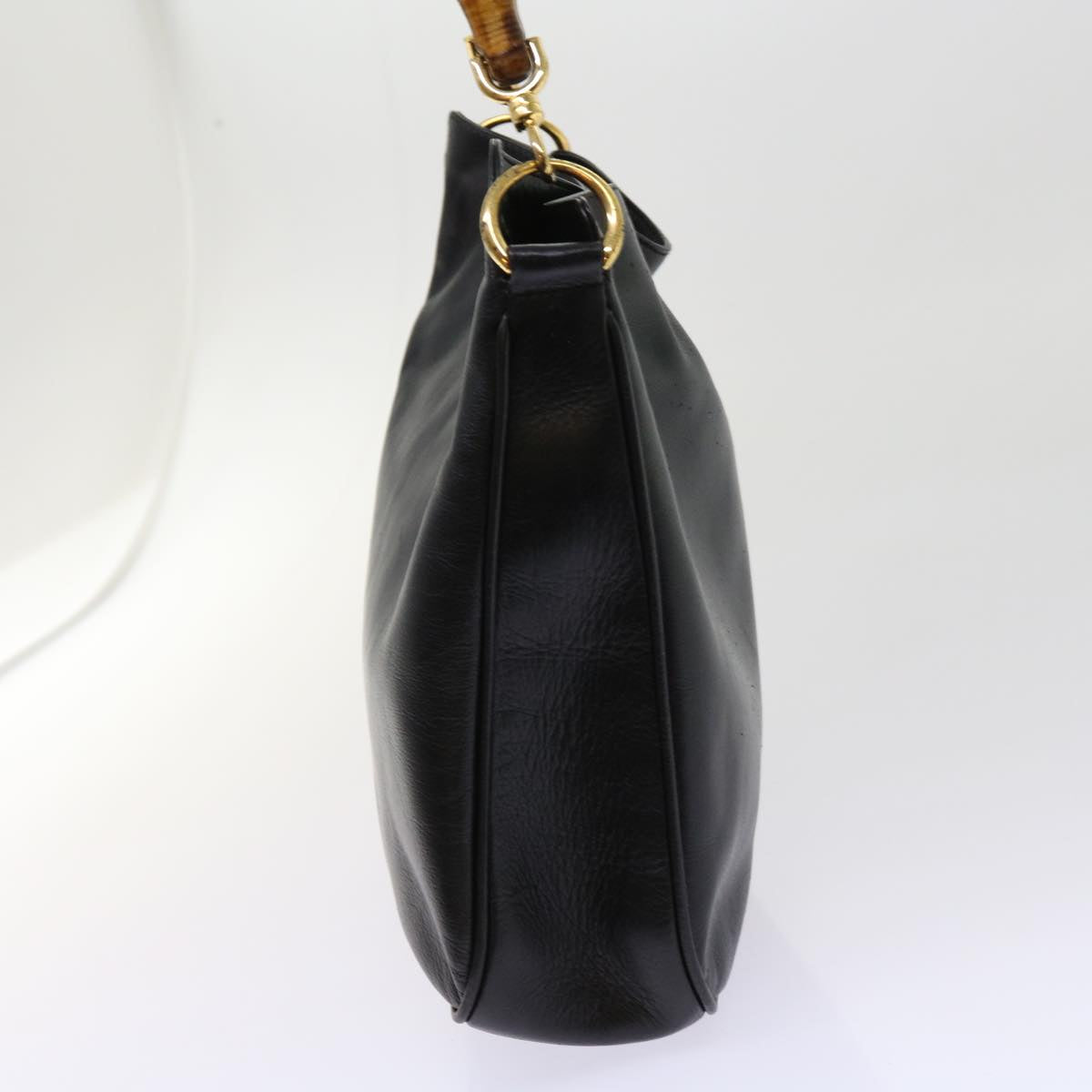 GUCCI Bamboo Hand Bag Leather Black 001 1014 1638 62361