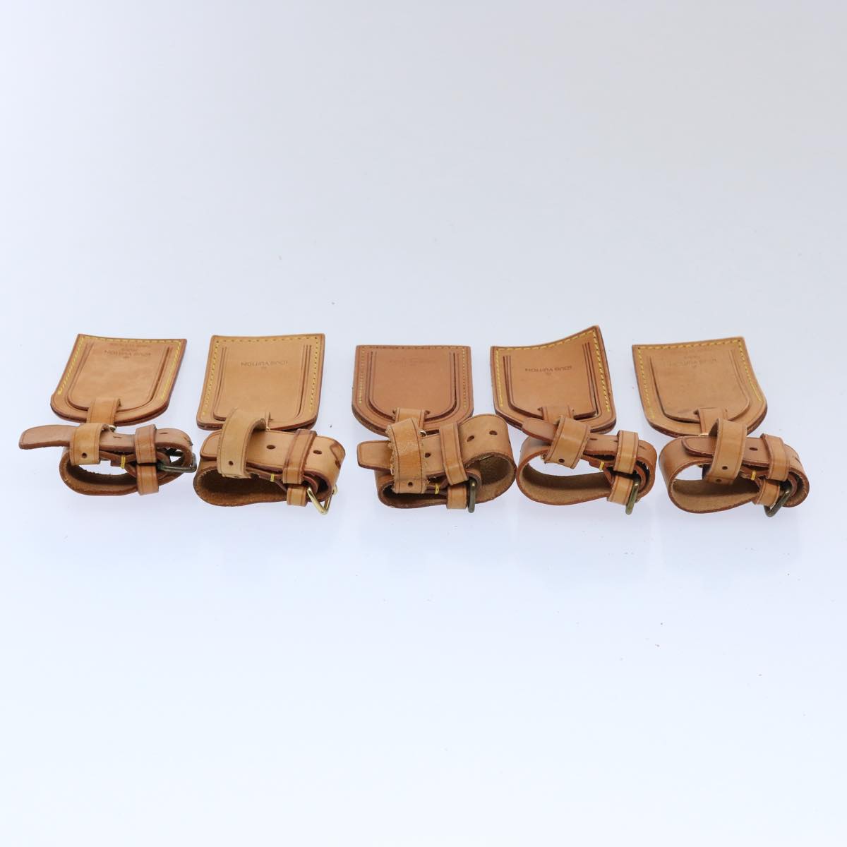 LOUIS VUITTON Powanie Name Tag Leather 10set Beige LV 62382