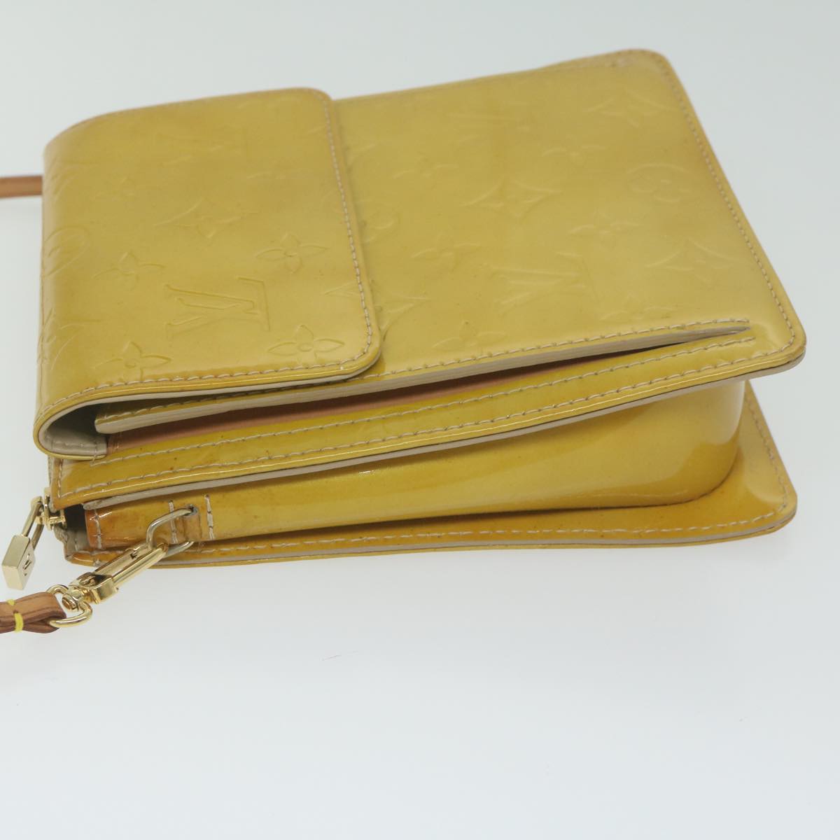 LOUIS VUITTON Monogram Vernis Motto Accessory Pouch Beige M91136 LV 62455