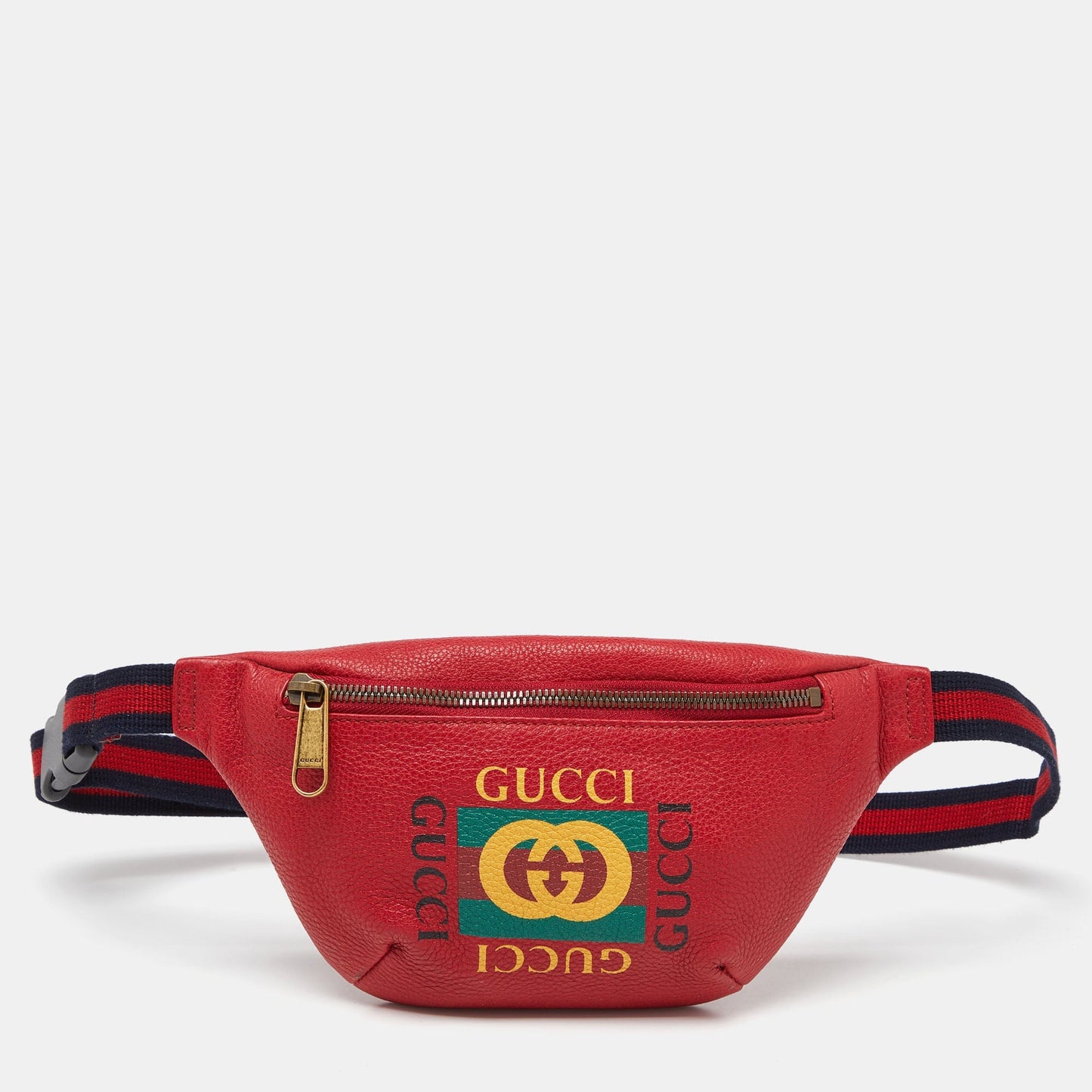 Luxury Gucci Trending 2025 Red Leather Logo Web Belt Bag