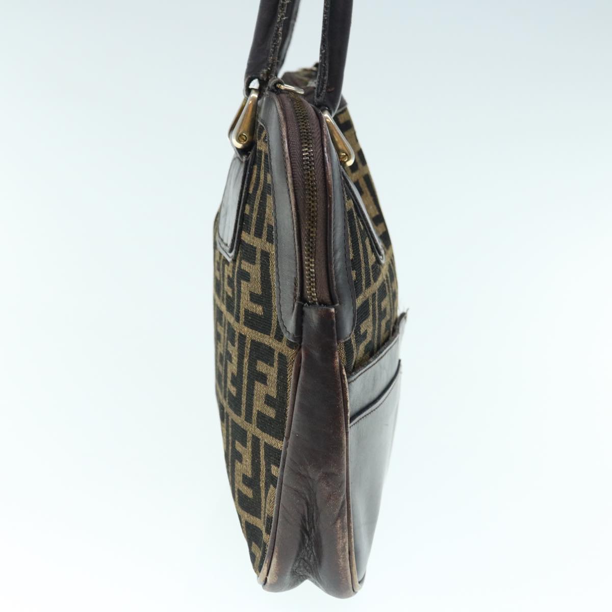 Luxury FendiZucca Canvas Hand Bag 2way Black Brown62975