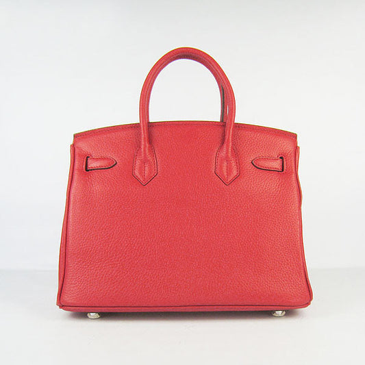 Luxury Hermes Birkin 30cm Togo Leather Handbags Red Silver