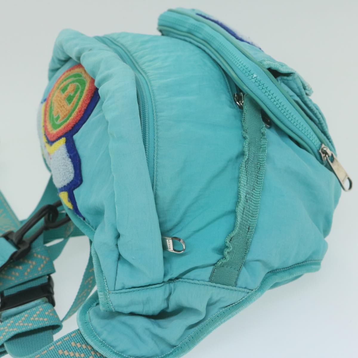 GUCCI Shoulder Bag Nylon Turquoise Blue 536842 63198