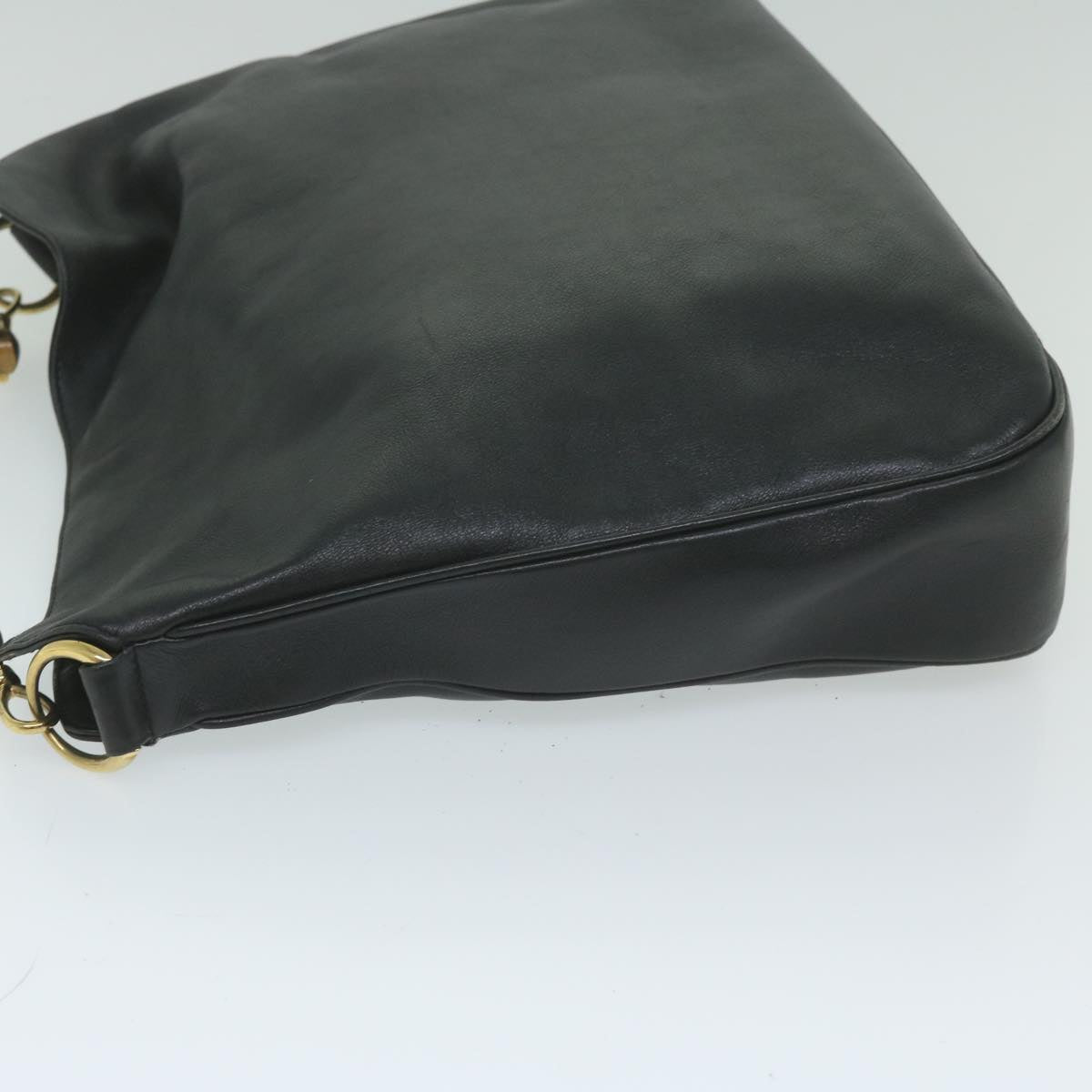 GUCCI Bamboo Shoulder Bag Leather 2way Black 001.1577 63452