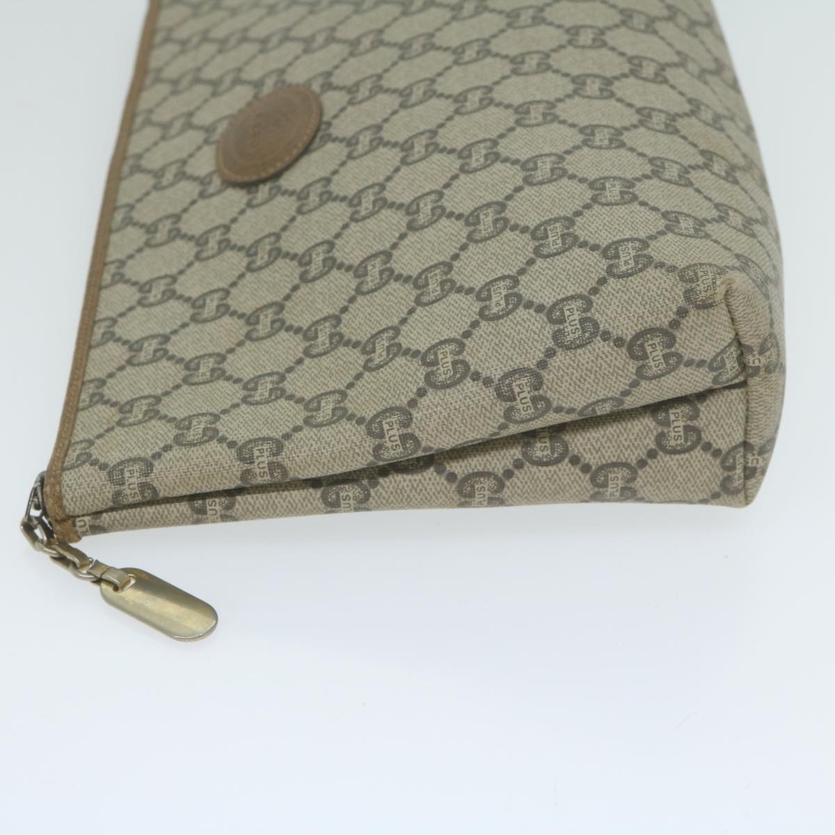GUCCI GG Plus Supreme Clutch Bag PVC Leather Beige 63606