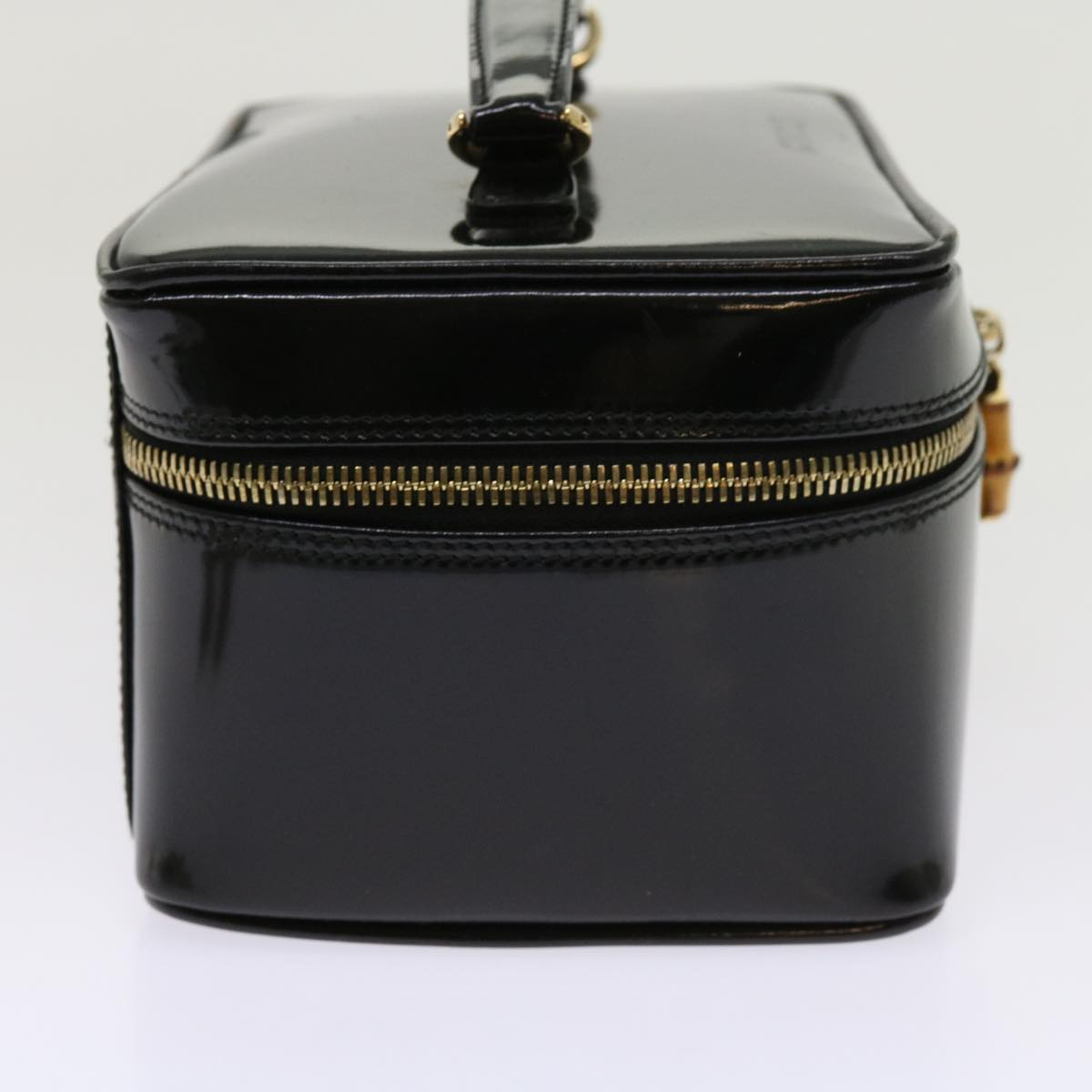 GUCCI Vanity Bamboo Cosmetic Pouch Patent leather Black 032 1705 0150 63625
