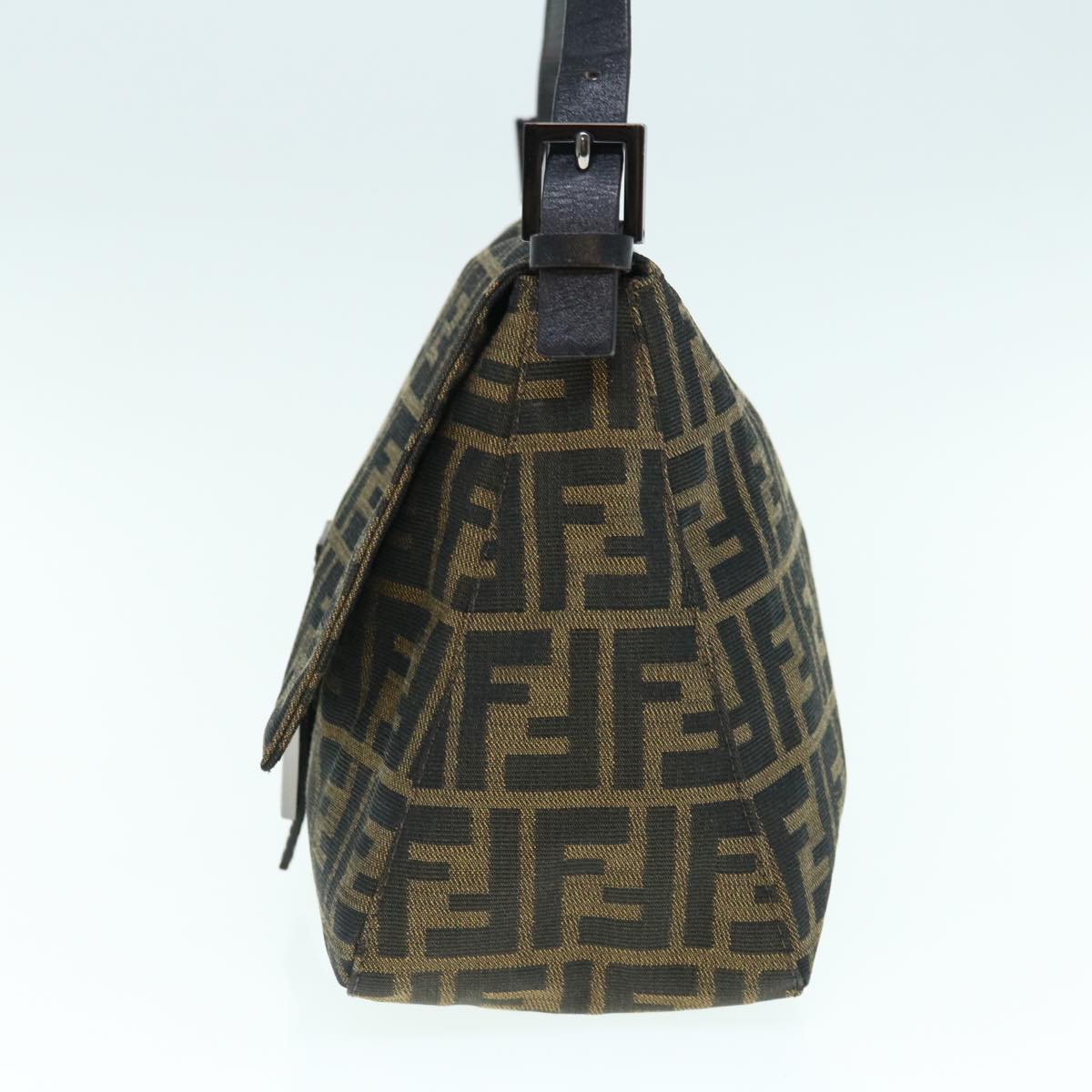 Luxury FendiZucca Canvas Mamma Baguette Shoulder Bag Black Brown63693