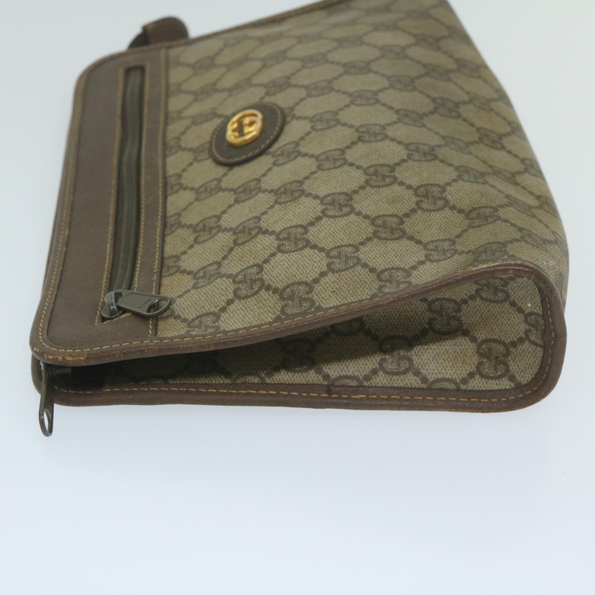 GUCCI GG Supreme Clutch Bag PVC Leather Beige 63836