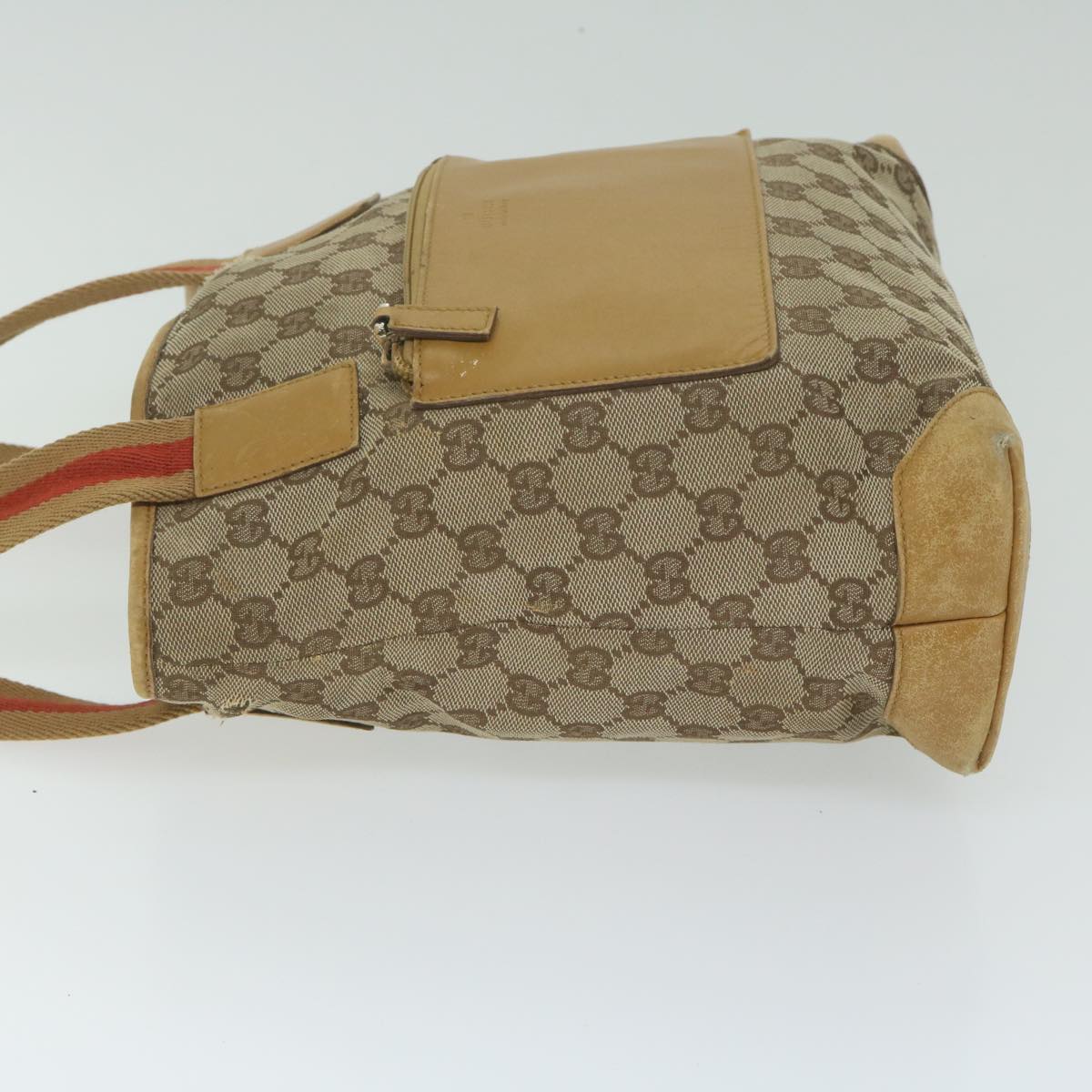 GUCCI GG Canvas Sherry Line Tote Bag Beige Orange 64008