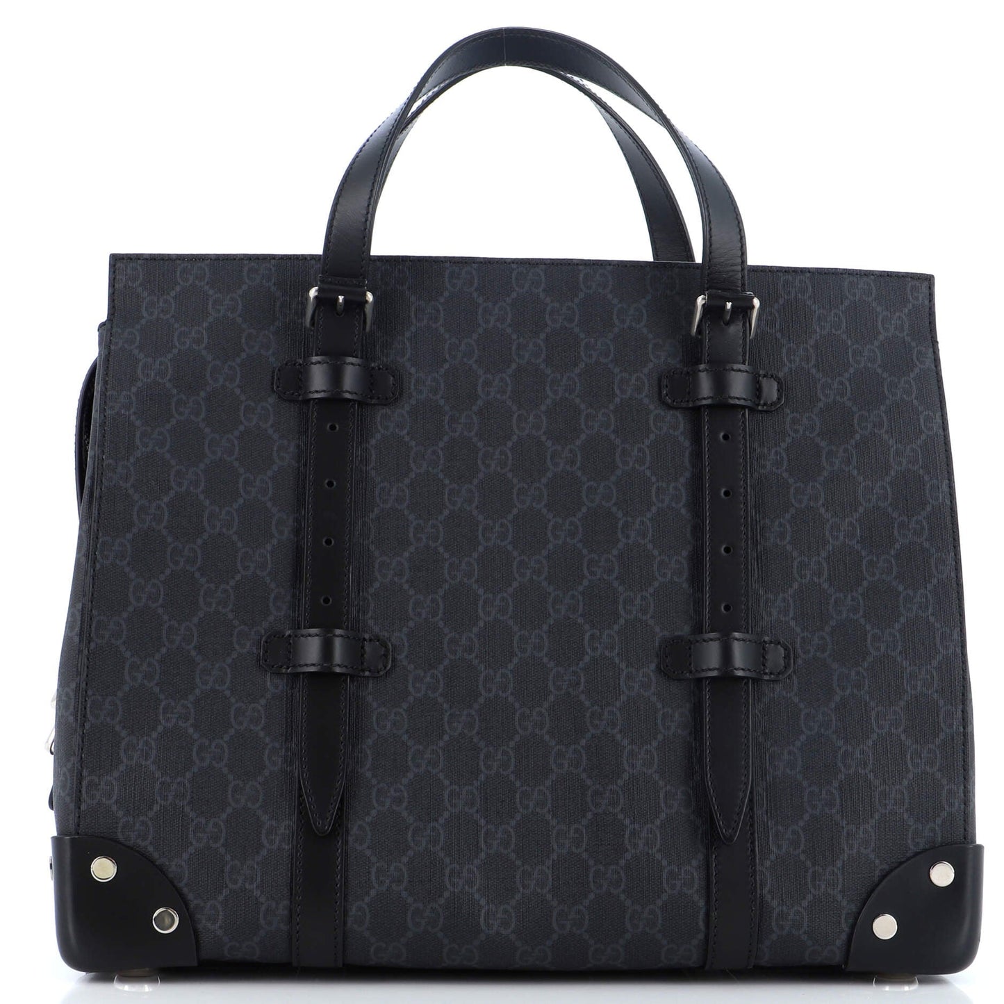 Luxury Gucci Trending 2025 Buckle Travel Tote GG Coated Canvas with Leather Large