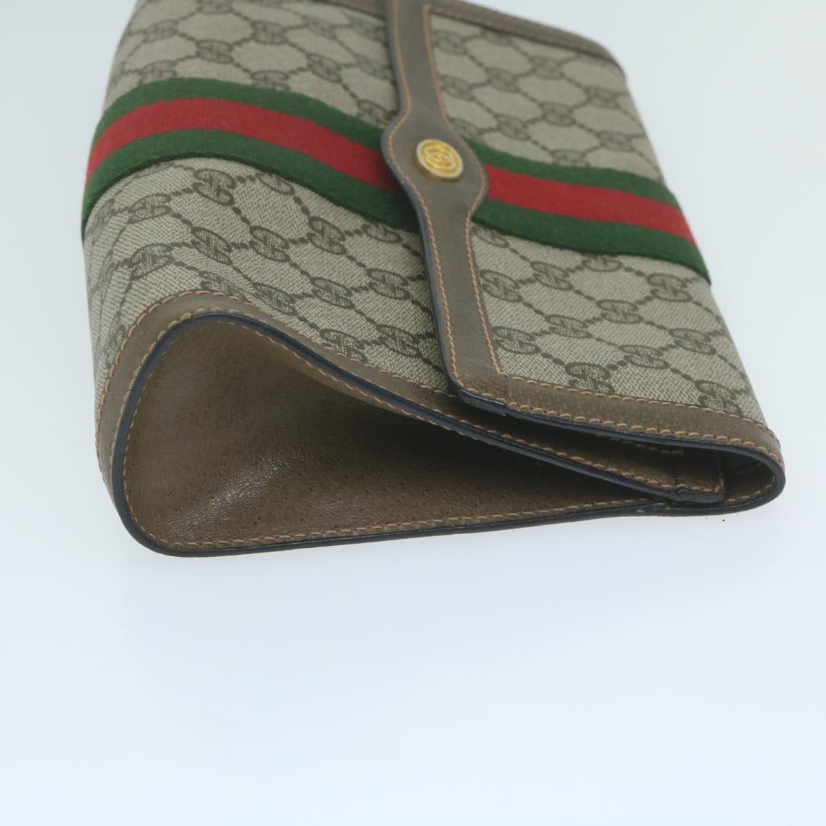 GUCCI GG Supreme Web Sherry Line Clutch Bag Beige Red Green 89 01 006 64125