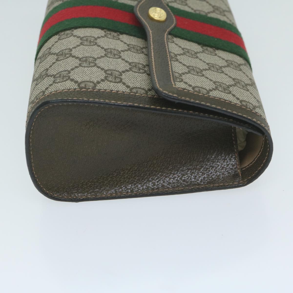 GUCCI GG Supreme Web Sherry Line Clutch Bag Beige Red 67 014 3087 64138