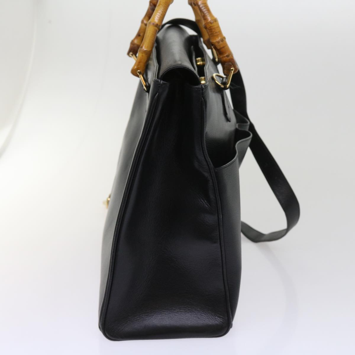 GUCCI Bamboo Hand Bag Leather 2way Black 002 2855 0322 0 64369