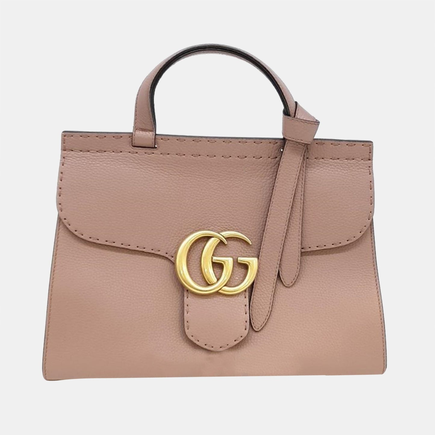 Luxury Gucci Trending 2025 Pink Leather GG Marmont Top Handle bag