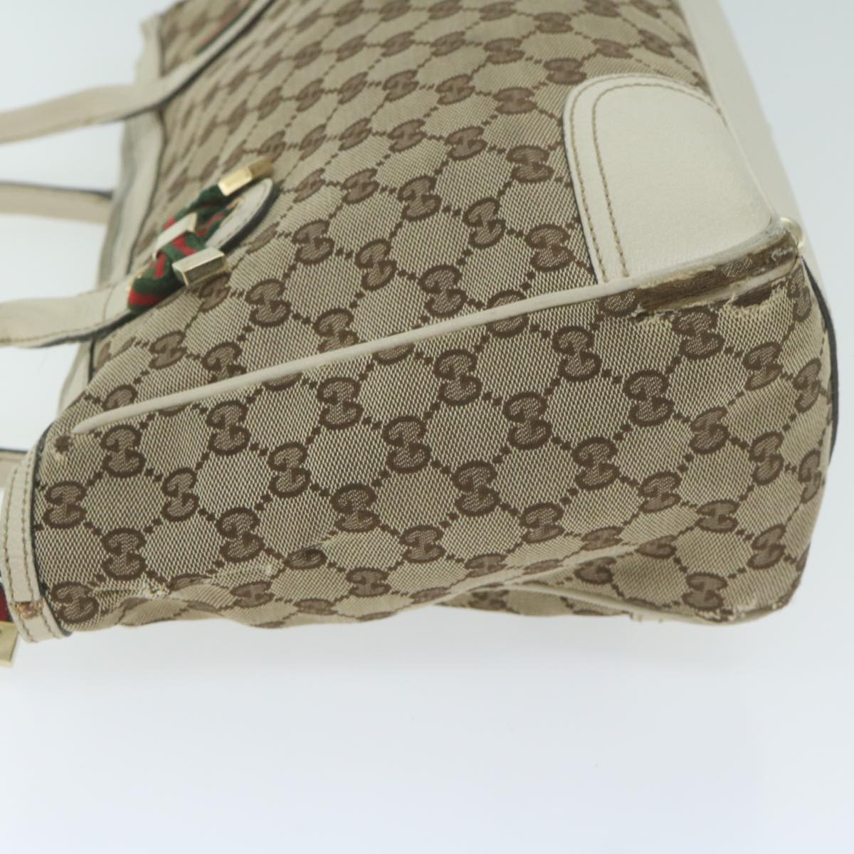 GUCCI GG Canvas Web Sherry Line Tote Bag Beige Red Green 177052 64768