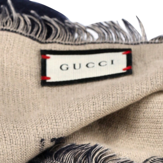 Luxury Gucci Trending 2025 Fringed Logo Jacquard in Navy Blue Cotton