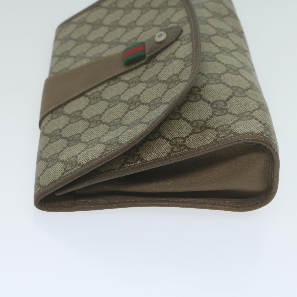 GUCCI GG Supreme Web Sherry Line Clutch Bag Beige Red 89 01 030 64933