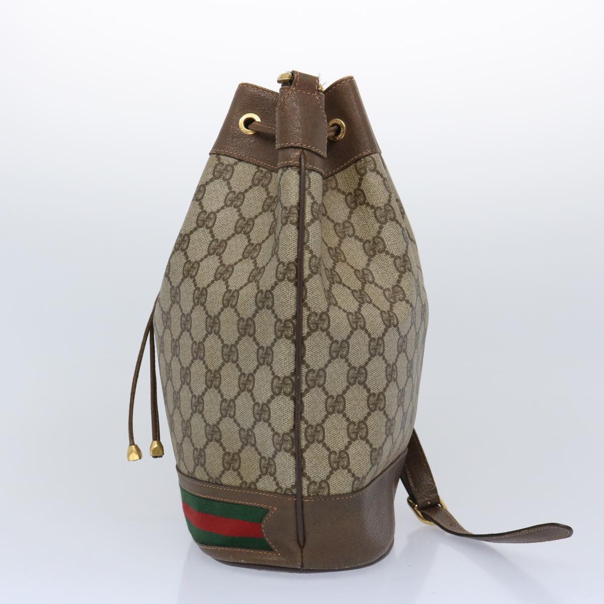 GUCCI GG Supreme Web Sherry Line Shoulder Bag PVC Beige 41 02 085 65097