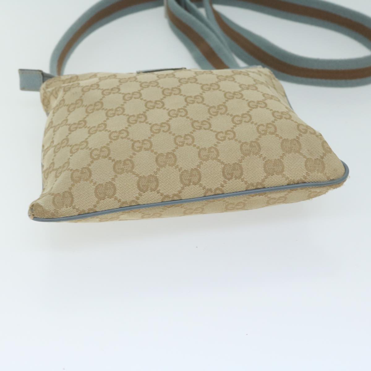 GUCCI GG Canvas Sherry Line Shoulder Bag Beige Light Blue 146309 65167