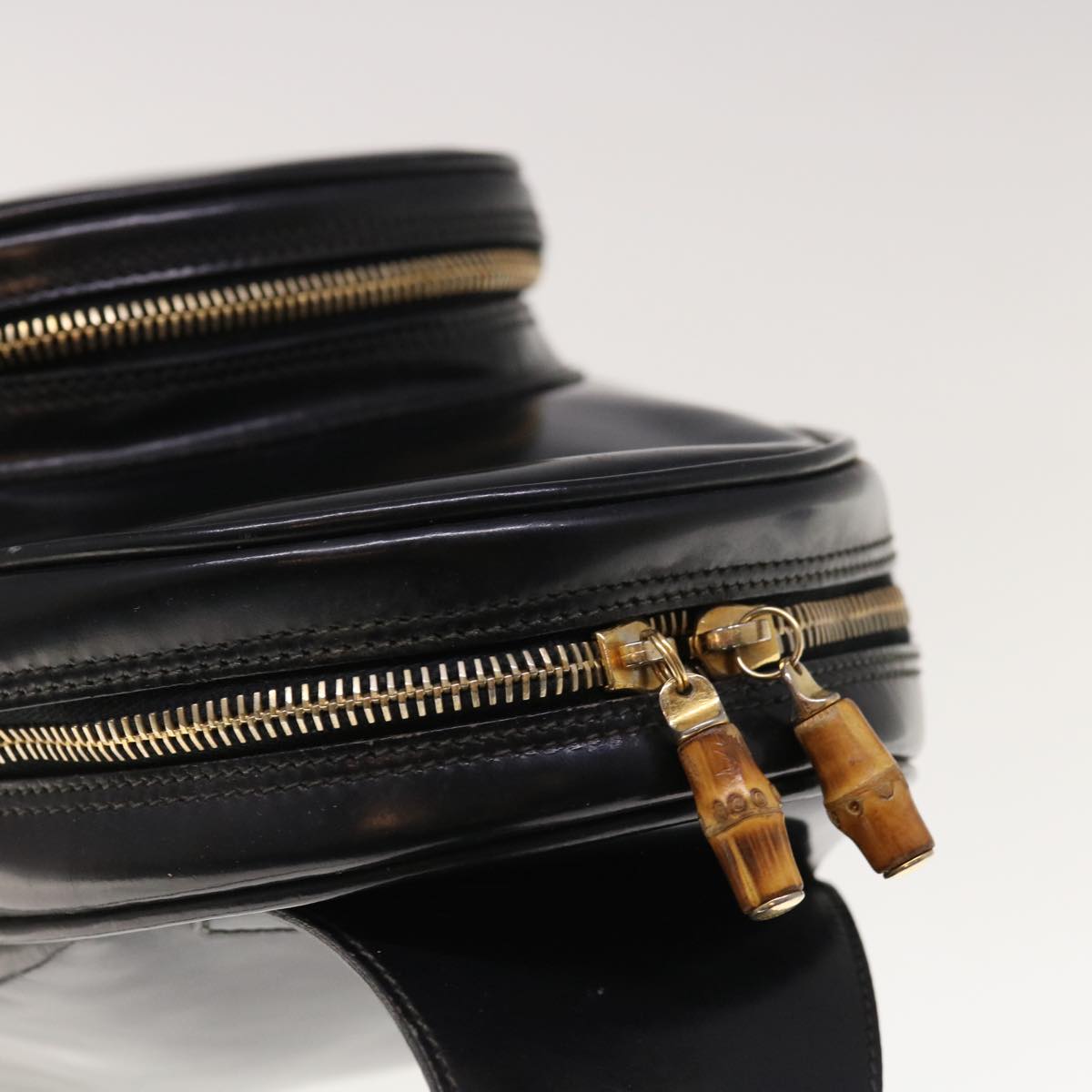 GUCCI Bamboo Backpack Enamel Black 003 3444 0027 65306