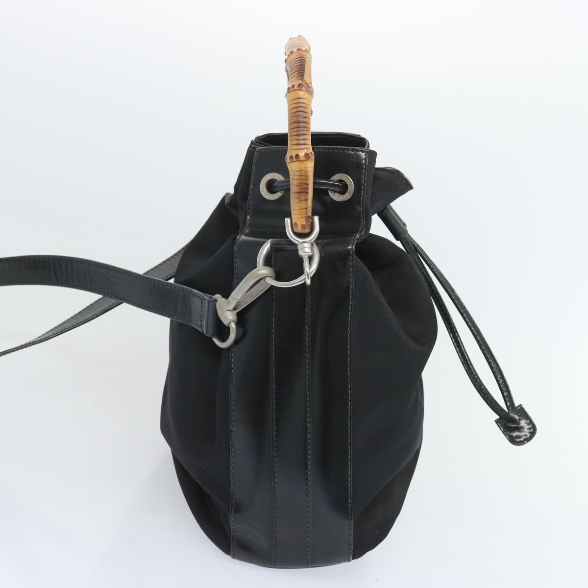 GUCCI Bamboo Shoulder Bag Nylon 2way Black 65386