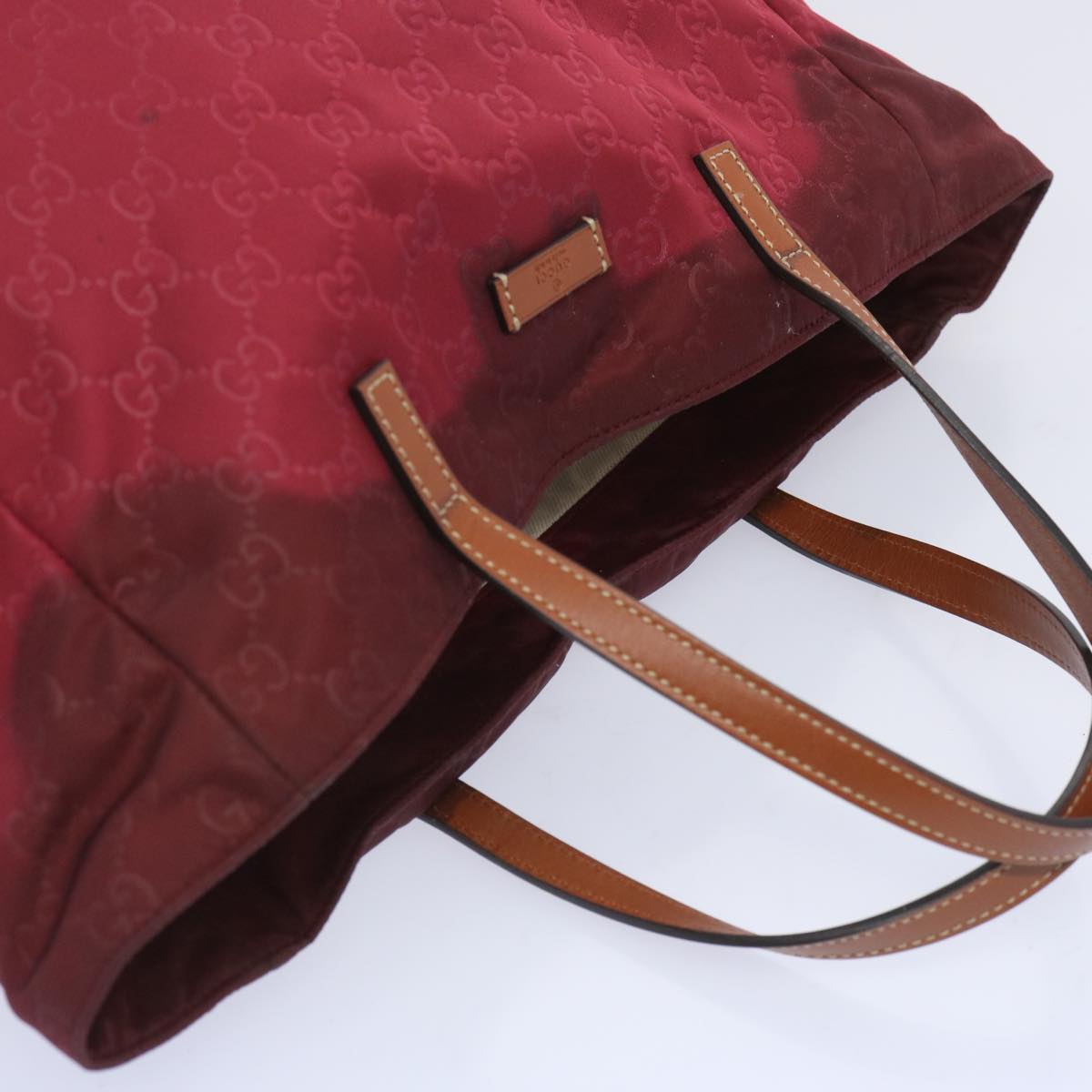 GUCCI GG Canvas Tote Bag Nylon Red 65389
