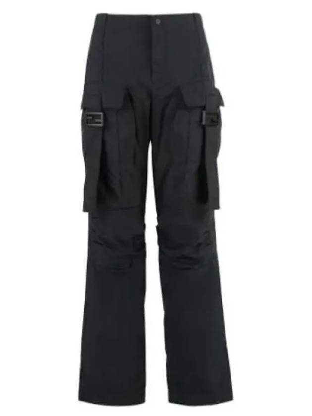 Luxury Fendi Women's Nylon Cargo Track Pants Black