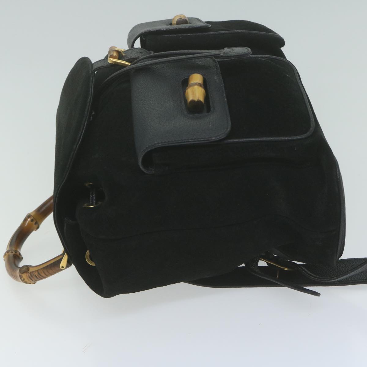GUCCI Bamboo Backpack Suede Black 003 2058 0016 65431