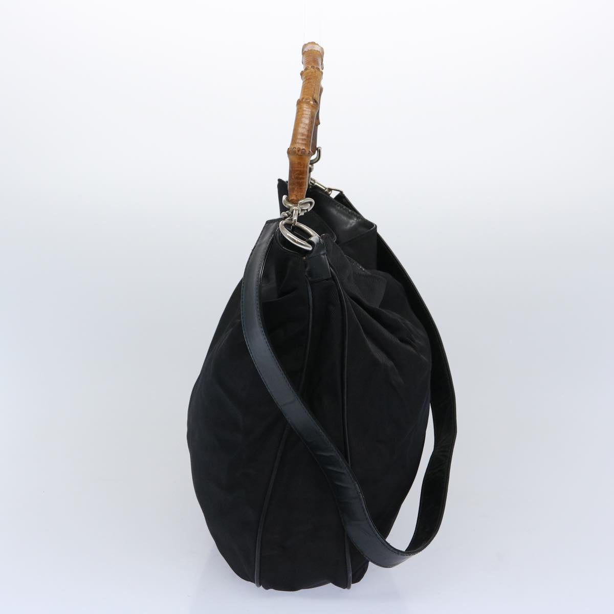 GUCCI Bamboo Shoulder Bag Nylon 2way Black 001 1705 1577 65440