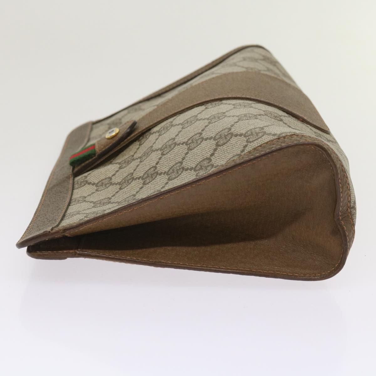 GUCCI GG Canvas Web Sherry Line Clutch Bag PVC Beige Green Red 65580