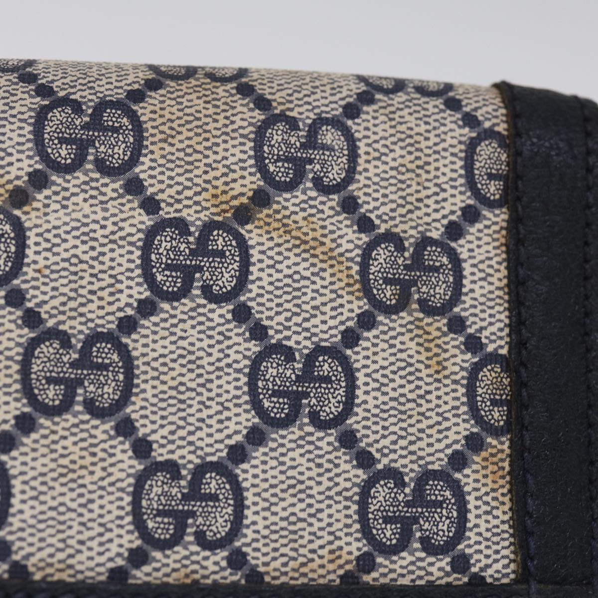GUCCI GG Supreme Sherry Line Clutch Bag PVC Navy Red 89 01 006 65742